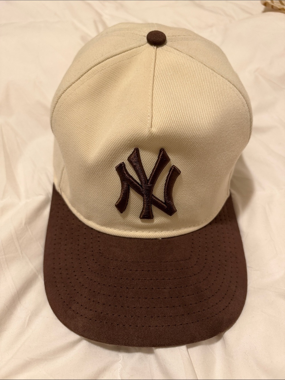 New Era Cream and Brown NY Logo Baseball Cap